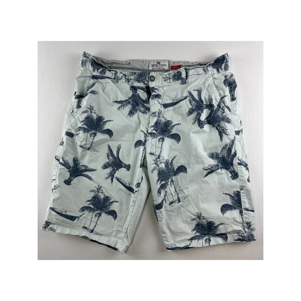 Ditch Plains Meets the Sea Ricky Singh Chino Shorts Palm Trees Boats Blue‎ Sz 36